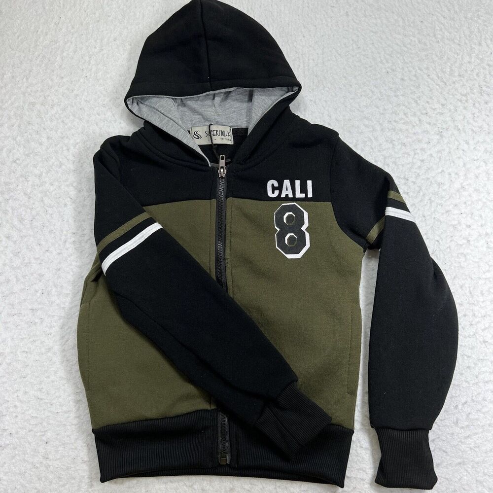 SuperNova Youth Boys Size 4 Olive Green California Cali 8 Full Zip Hoodie NWT